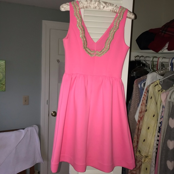 HOT PINK Lilly pulitzer dress worn once size XS - Picture 5 of 9